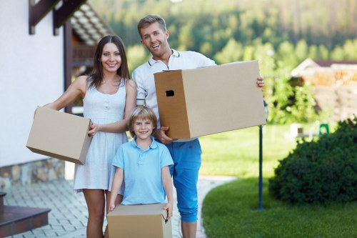 Boxes and household items stored securely in an Edmonton storage space